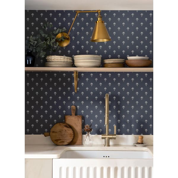 Surdiva Indigo Blue Floral Fan Wallpaper