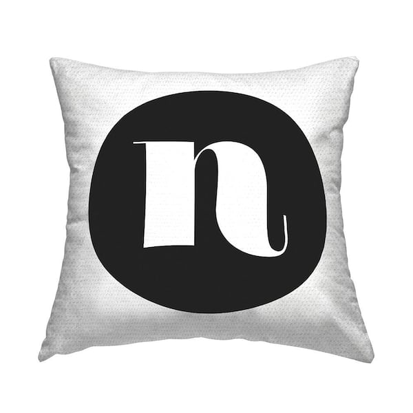 Stupell Industries Black Initial N Square Outdoor Throw Pillow