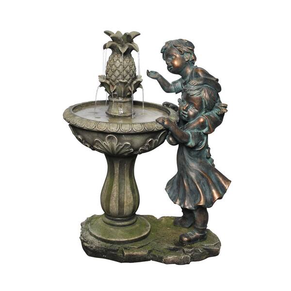 Alpine Corporation 27 in. Boy and Girl Fountain