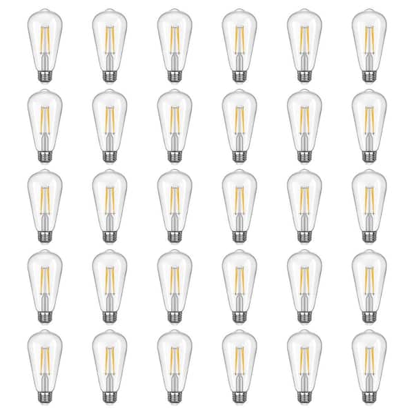 60-Watt Equivalent ST64 Dimmable Edison LED Light Bulb, 4000K Cool White (18-Pack)