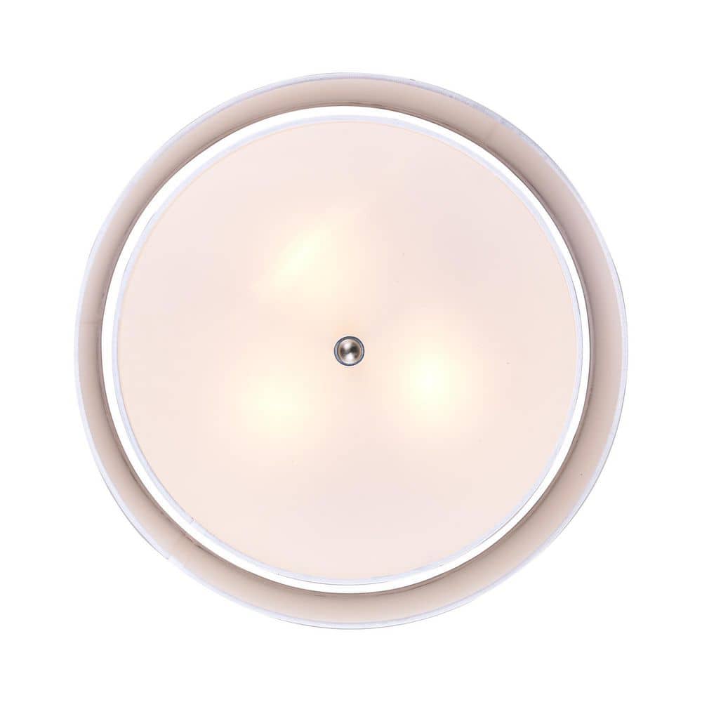 Schiffer Brushed Nickel 18" Drum Pendant with Ivory Shade