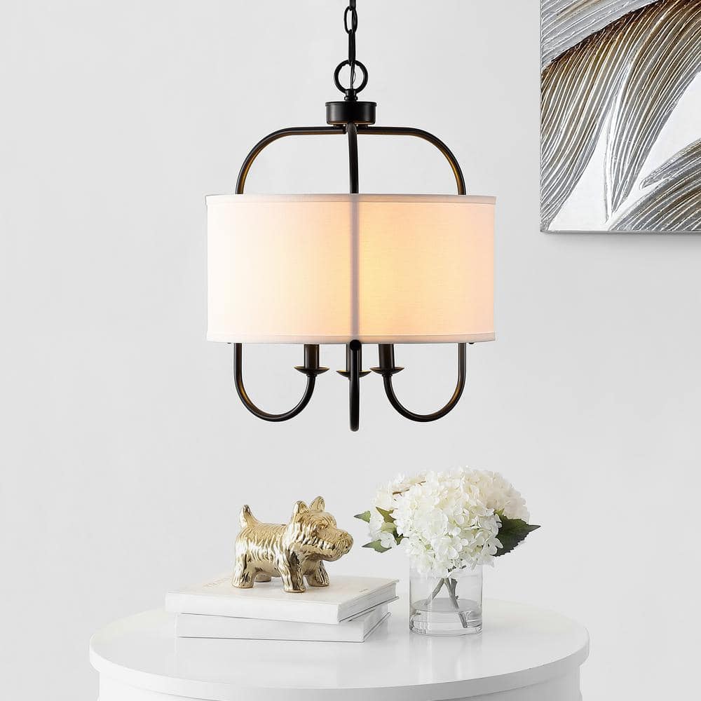 Jemmi Black Brass and Glass Drum Pendant Light