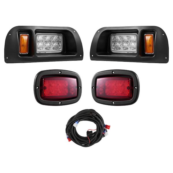 Golf Cart Light Kit, 12 Volt, LED Headlight and Tail Light Kit with Wiring Harness, Switch, Zip Ties, ABS Housing, Cable