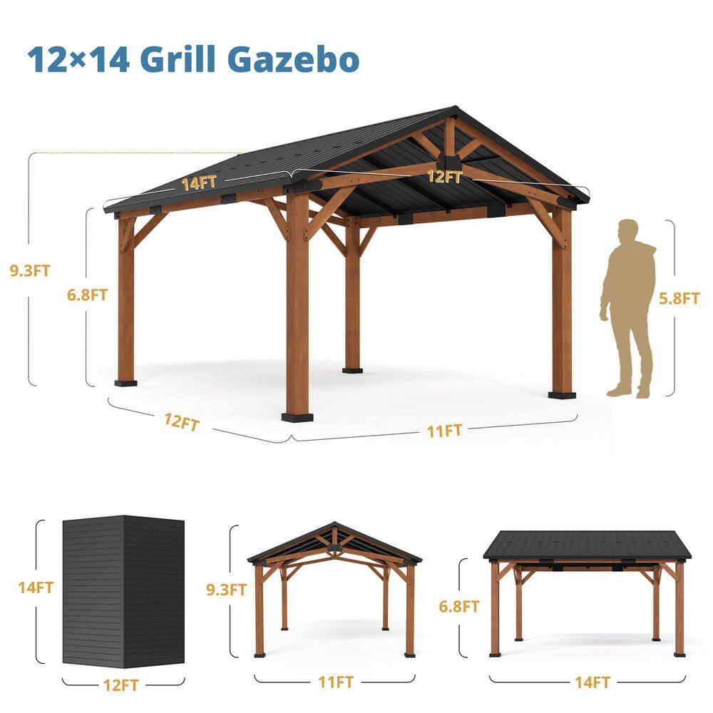 Norwood 14x12 Cedar and Steel Outdoor Gazebo