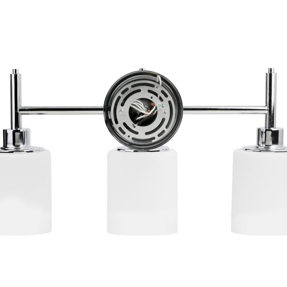 Aubrey 3-Light Chrome Bathroom Vanity Light with Frosted Glass Shades