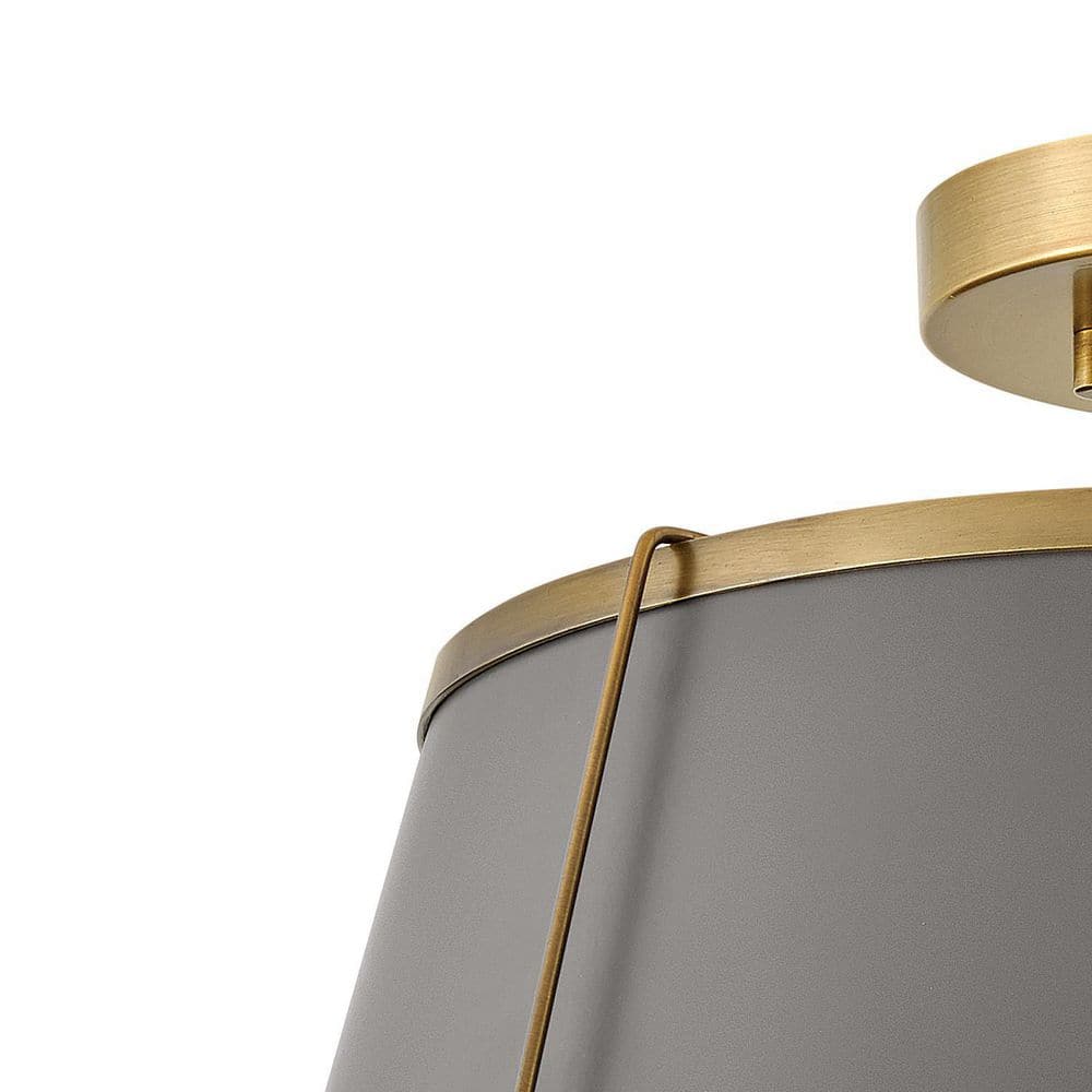 Elegant Transitional 2-Light Drum Semi-Flush Mount in Lacquered Dark Brass
