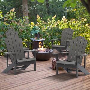 Gray Reclining Platic Adirondack Chair (Set of 4)