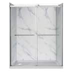 Lagoon 60 in. x 76 in. Left Drain Alcove Shower Kit in Carrara White and Silver Hardware