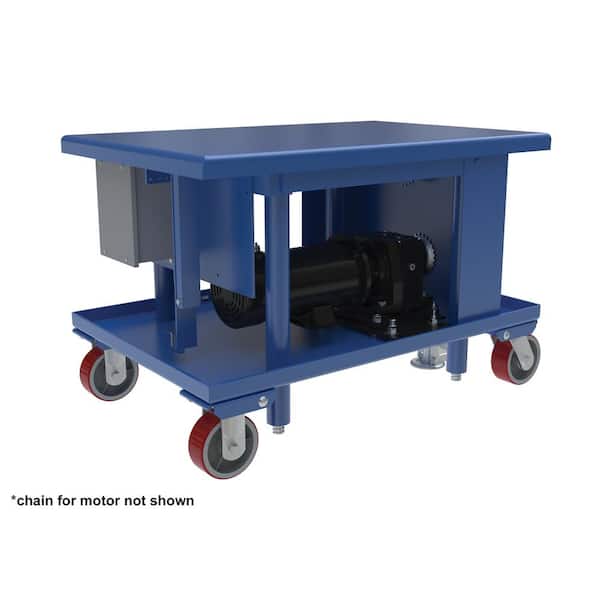 Vestil 2000 lbs. Capacity 30 in. x 36 in. Blue Steel AC Powered Low Profile Post Table