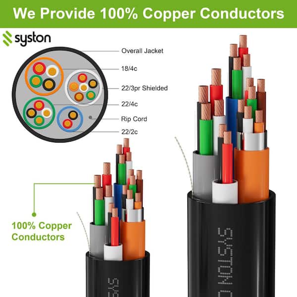 500 ft. Black Access Control Composite Wire: 18/4+22/3pr OAS+22/2+22/4, Copper, Lock Power, Card Reader, OSDP & Wiegand