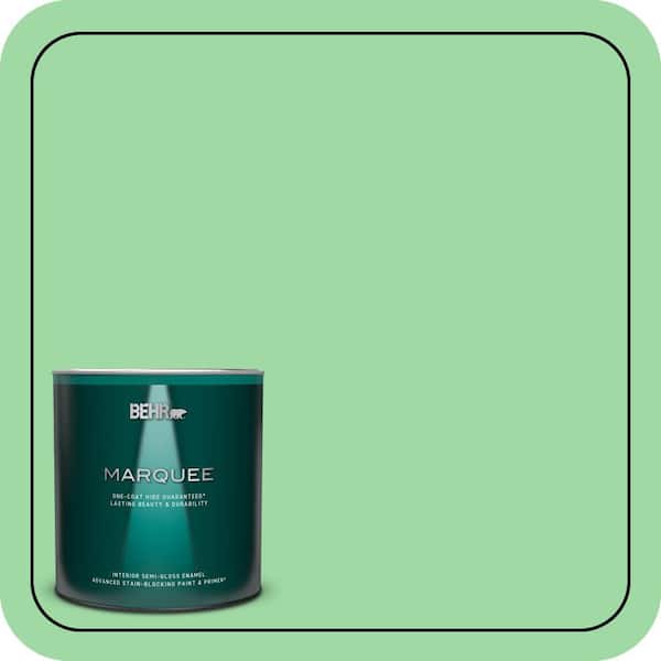 BEHR MARQUEE 1 qt. #450B-4 Green Trance Semi-Gloss Enamel Interior Paint & Primer