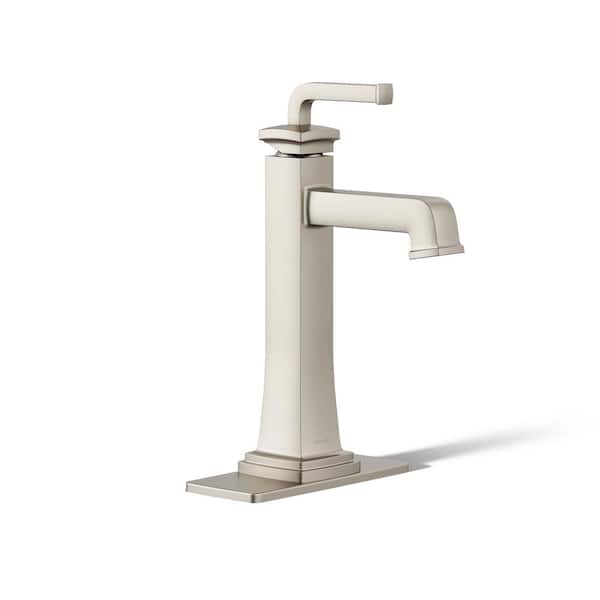 KOHLER Riff Tall Single-Handle Single Hole Bathroom Sink Faucet 0.5 GPM in Vibrant Brushed Nickel