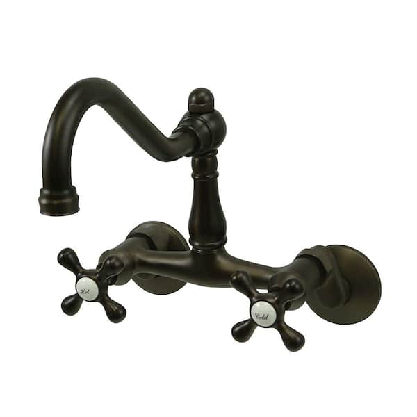 Kingston Brass Victorian 2-Handle Bridge Kitchen Faucet in Oil Rubbed Bronze