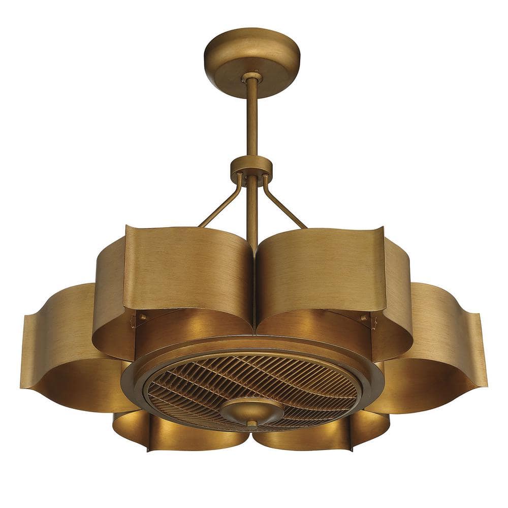 Stockholm Gold Patina 6-Light Chandelier with Concealed Fan
