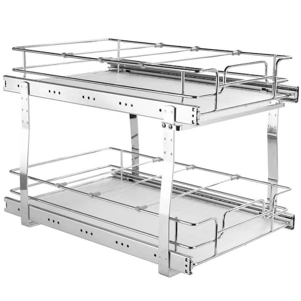 Steel Roll-Out Drawers, 2-Tier Pull-Out Cabinet Organizer 14 in. x 21 in. x 15 in. Fits 15.5 x 22 x 18 in. Cabinets