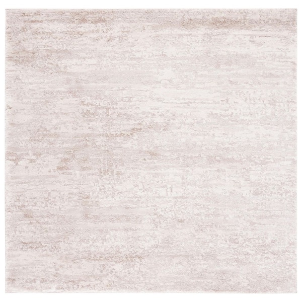 Century 5 ft. x 5 ft. Ivory/Beige Striped Watercolor Square Area Rug