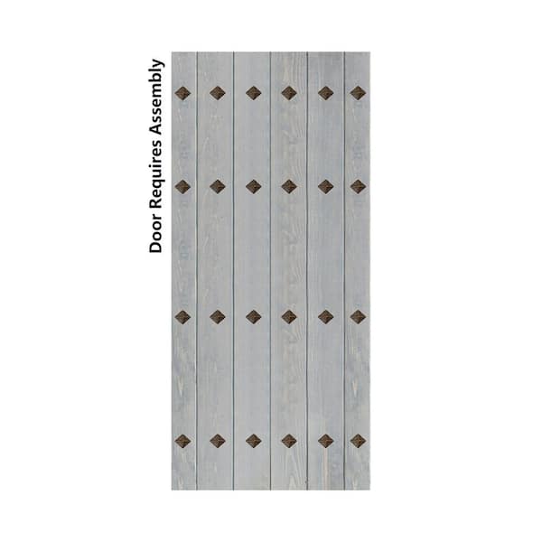 ISLIFE Mid-Century New Style 38 in. x 84 in. French Gray DIY Solid Wood Sliding Barn Door Slab