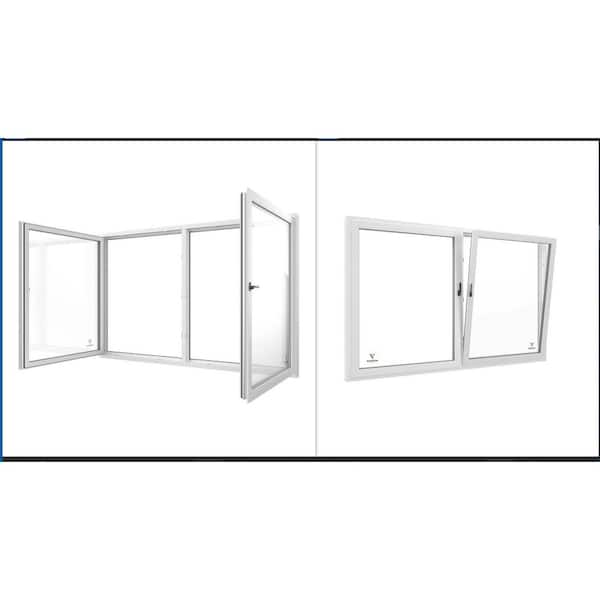 Unbranded 72 in. x 48 in. Right-Handed, Low-E, Triple-Pane, Replacement, Vinyl Window with Hardware Tilt and Turn Included, White
