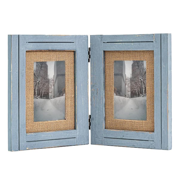 4x6 Double Frame Wood Grain Hinged Picture Frame Two Photo Frames for  Wedding