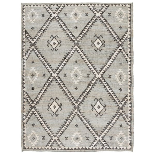 SAFAVIEH Kilim Blue/Black 8 ft. x 10 ft. Native American Trellis Border Area Rug