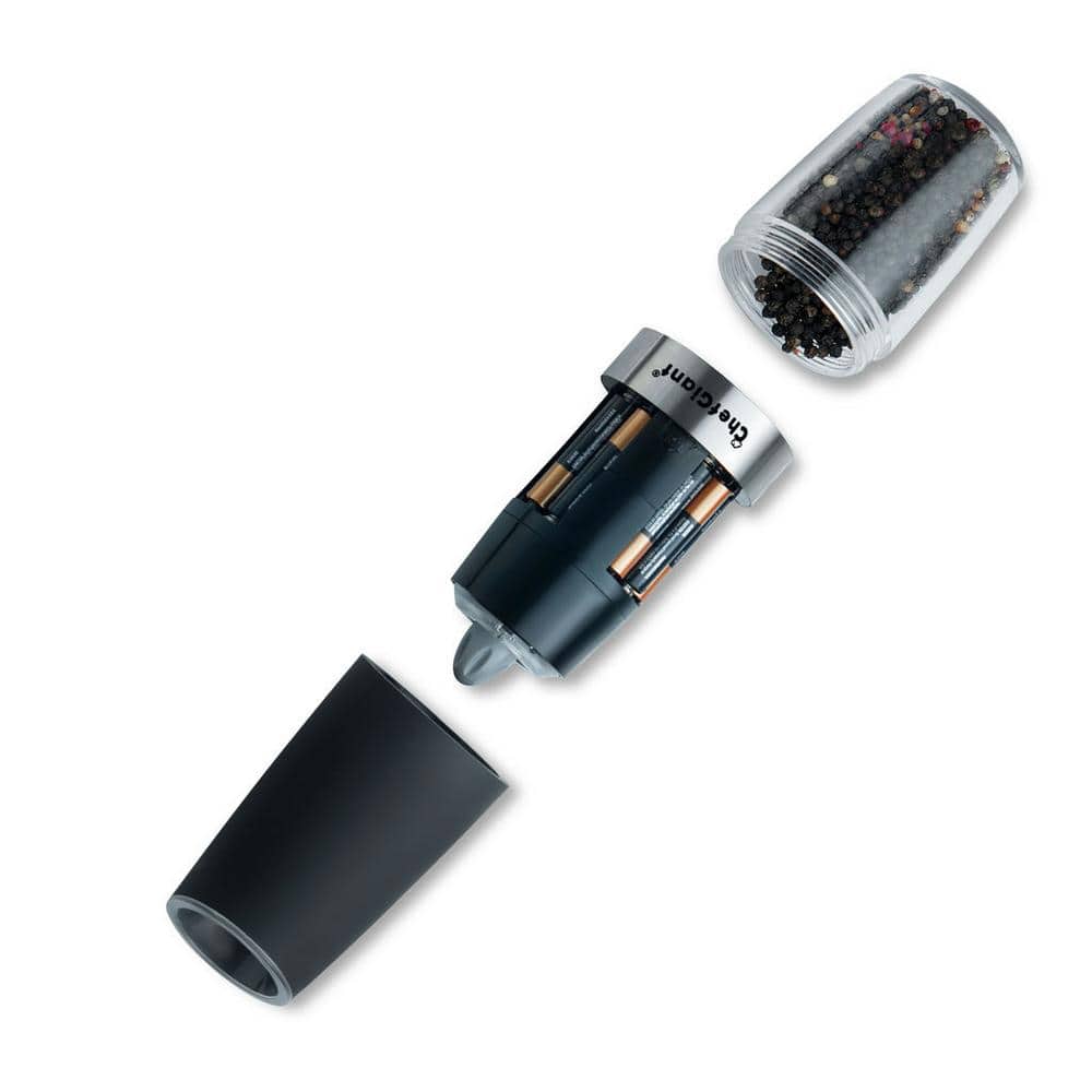 Black Electric Salt and Pepper Grinder Set with LED Light