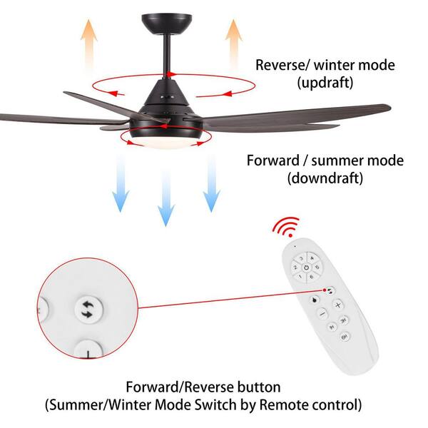 56 in. Dimmable Integrated LED Indoor Brown Blades Ceiling Fan with  Reversible motor and Remote