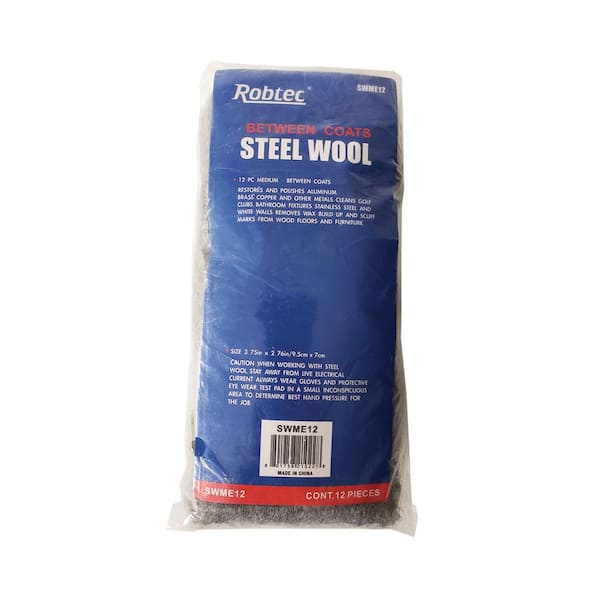 Robtec Grade #0 Medium Fine Steel Wool Pads (12-Pack)
