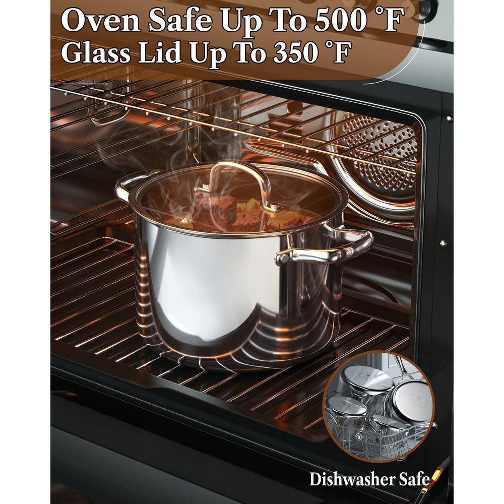 7-Piece Silver Stainless Steel Cookware Set with Glass Lids