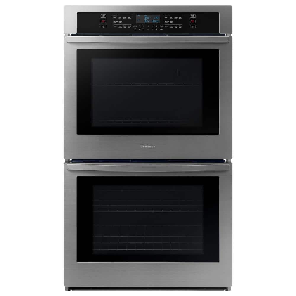 Samsung 30 in. 5.1/5.1 cu. ft. Wi-Fi Connected Double Electric Wall Oven in Stainless Steel, Silver