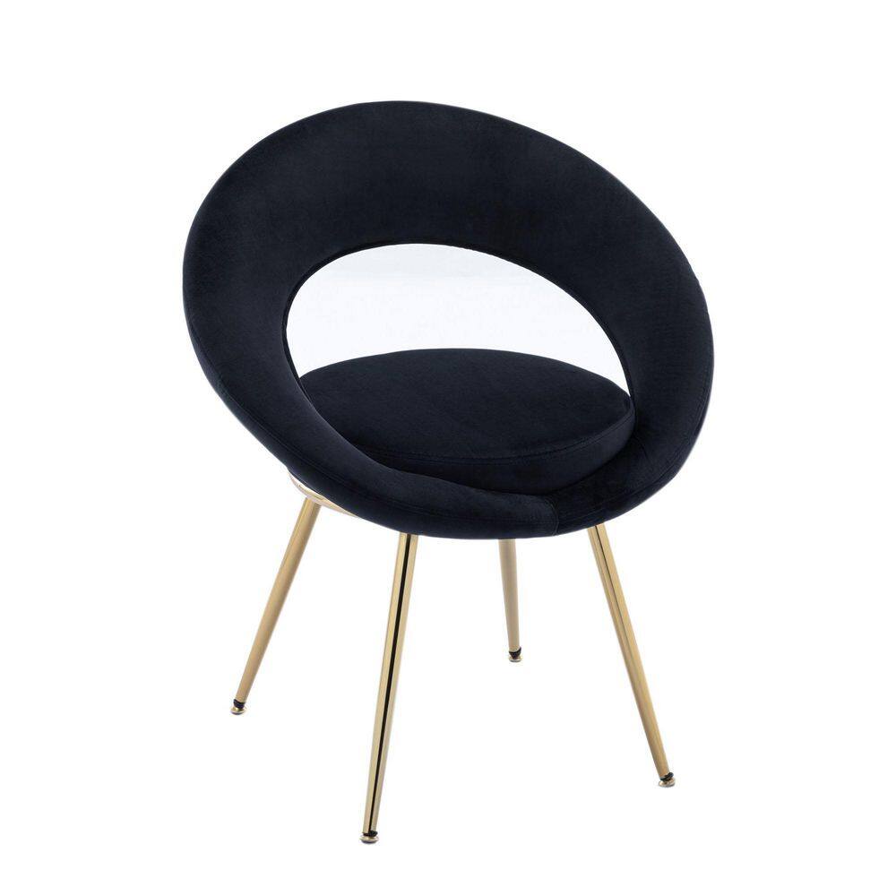 Modern Black Velvet Accent Chair with Gold Plated Legs DW117065090