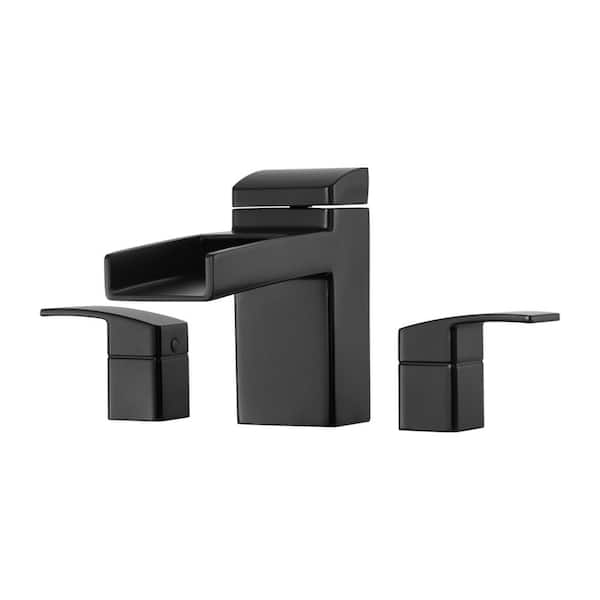 Pfister Kenzo 2-Handle Waterfall Spout Roman Tub Trim Kit in Matte Black