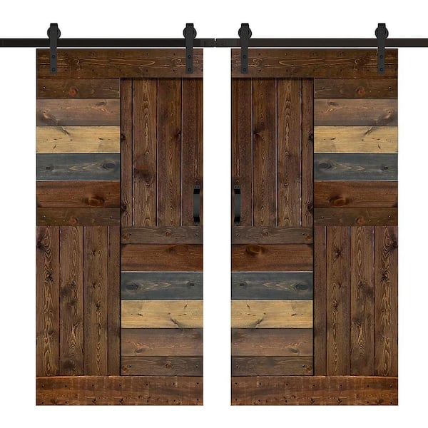 easelife 42 in. x 84 in. 5 Lite Frosted Glass Spruce Finished Sliding ...