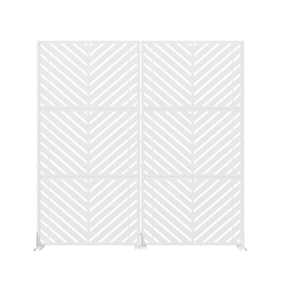 35.5 in. W x 72 in. H Outdoor White Galvanized Steel Decorative Garden Fence Privacy Screen (2-Pack) price history on PriceWatchPro