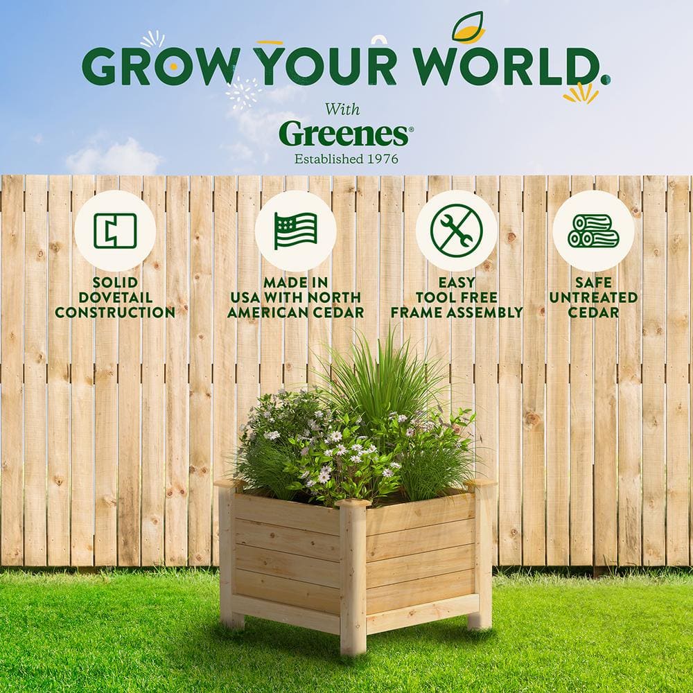 Natural Cedar Square Elevated Outdoor Planter Box