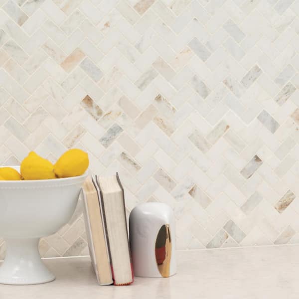 Arabescato 1x2 Marble Herringbone Polished Tile All Marble Tiles