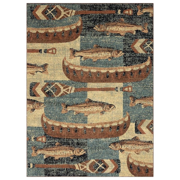 Home Dynamix Buffalo Creek Blue/Brown 5 ft. x 7 ft. Area Rug