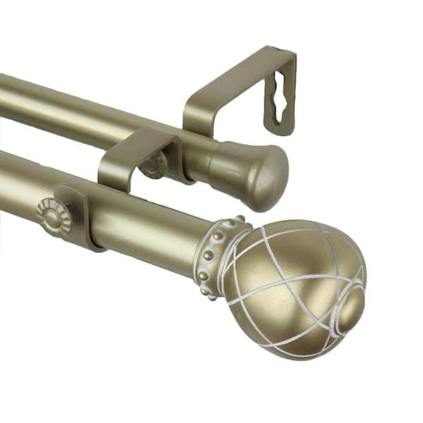 Rod Desyne Supreme 160 in. - 240 in. Adjustable 1 in. Dia Double Curtain Rod in Light Gold