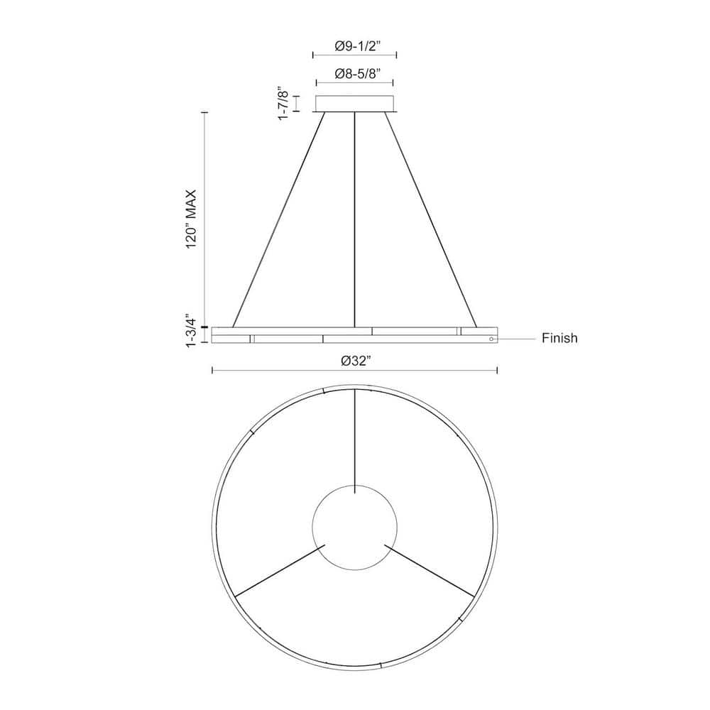 Anello Minor 32" Brushed Nickel LED Pendant Light