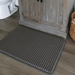 Roswell 17 in. x 24 in. Grey Flannel Polyester Machine Washable Bath Mat