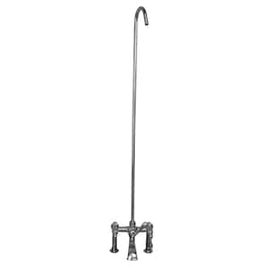 3-Handle Rim Mounted Claw Foot Tub Faucet with Elephant Spout and Riser in Polished Chrome