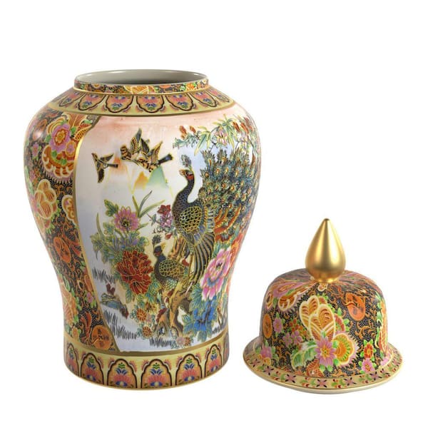 Red Lantern Oriental Furniture 32 in. Rose Medallion Satsuma
