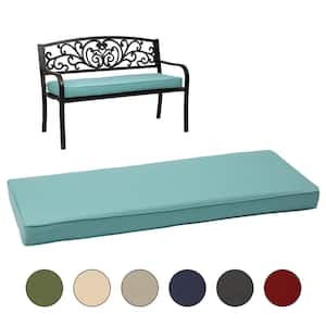 46.5 in. x 17.7 in. x 3 in. Outdoor Bench Cushion Seat Pads with Removable Cover in Blue