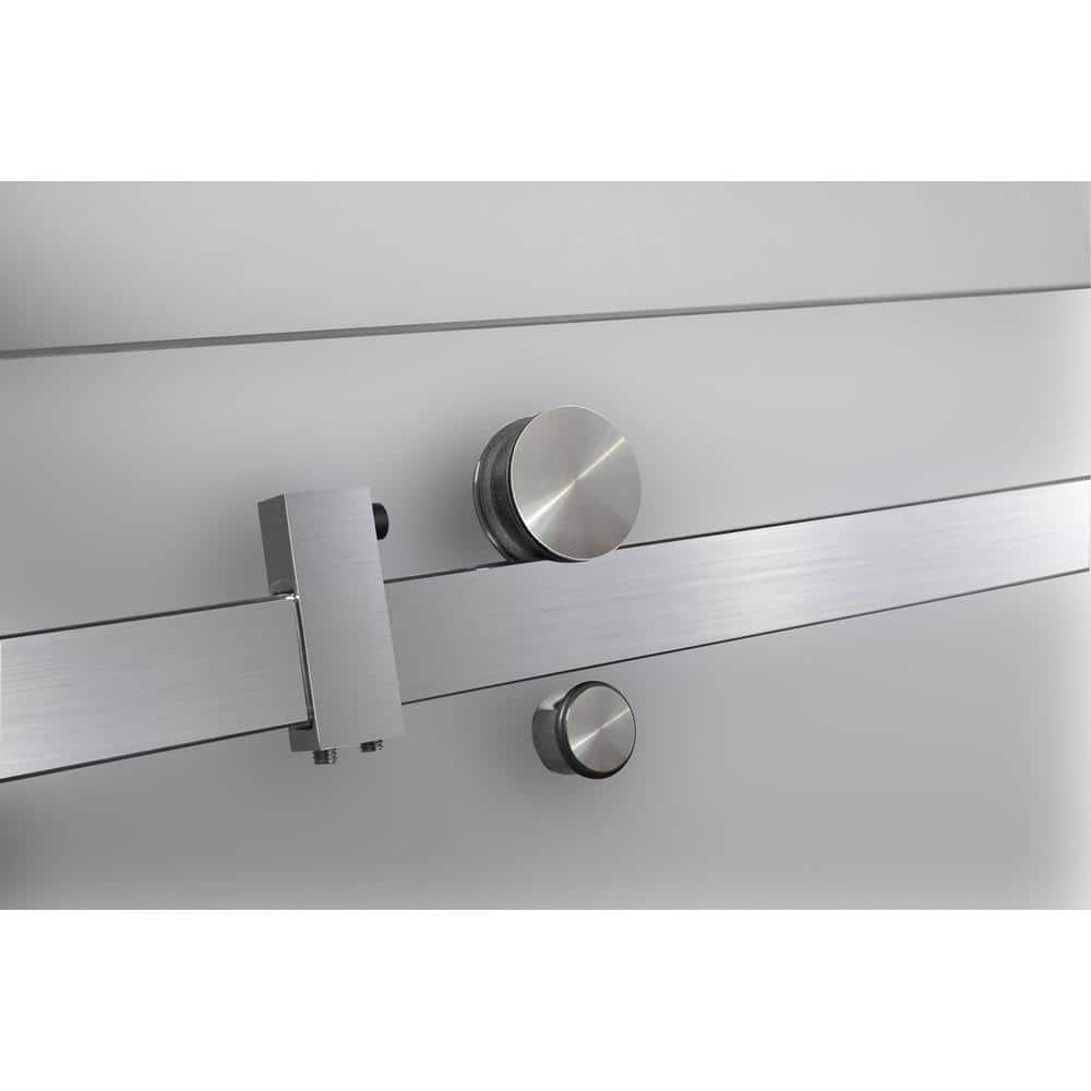 Moselle 48" x 77.5" Stainless Steel Frameless Sliding Shower Door with Frosted Glass
