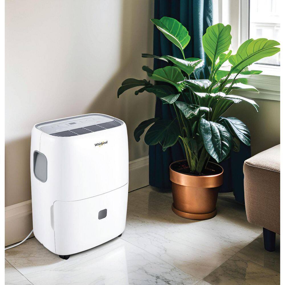 Whirlpool 50-Pint White Portable Dehumidifier with Pump