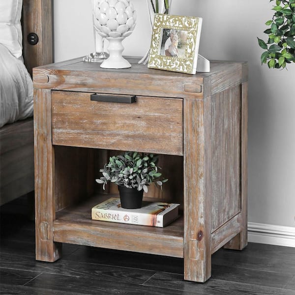 Wynton Weathered Light Oak Transitional Style Nightstand