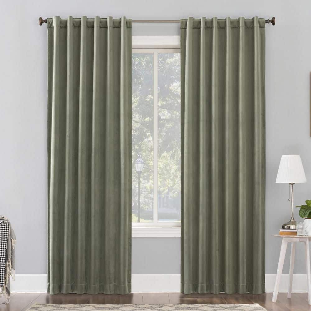 Amherst Velvet Noise Reducing Thermal Moss Green 50 in. W x 108 in. L Back Tab 100% Blackout Curtain (Single Panel) price history on PriceWatchPro