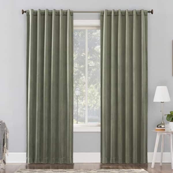Amherst Velvet Noise Reducing Thermal Moss Green 50 in. W x 108 in. L Back Tab 100% Blackout Curtain (Single Panel)
