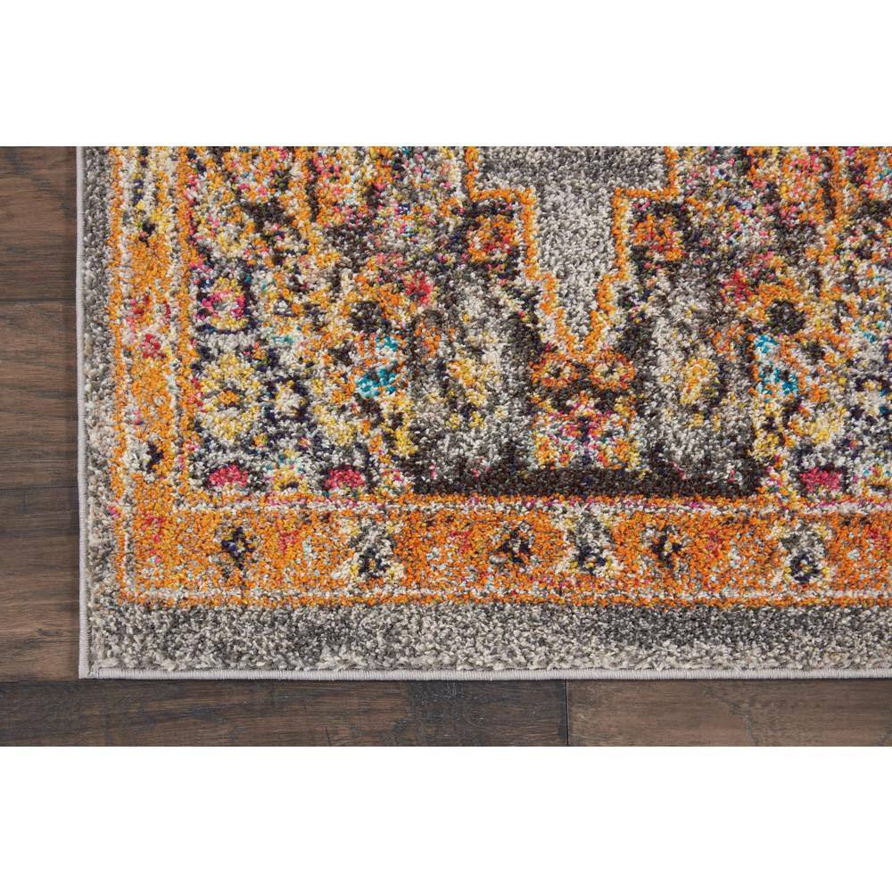 Nourison Passionate Gray and Orange Medallion Runner Rug