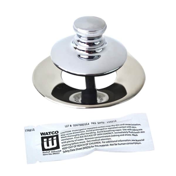 Watco Universal NuFit Push Pull Bathtub Stopper, Non-Grid Strainer and Silicone, Chrome Plated