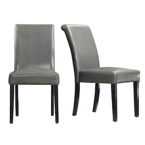 Gray Faux Leather Upholstered Dining Chair (Set of 2)